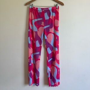Beach coverup Pants stretch Colorful Abstract Patterned Pants size Small